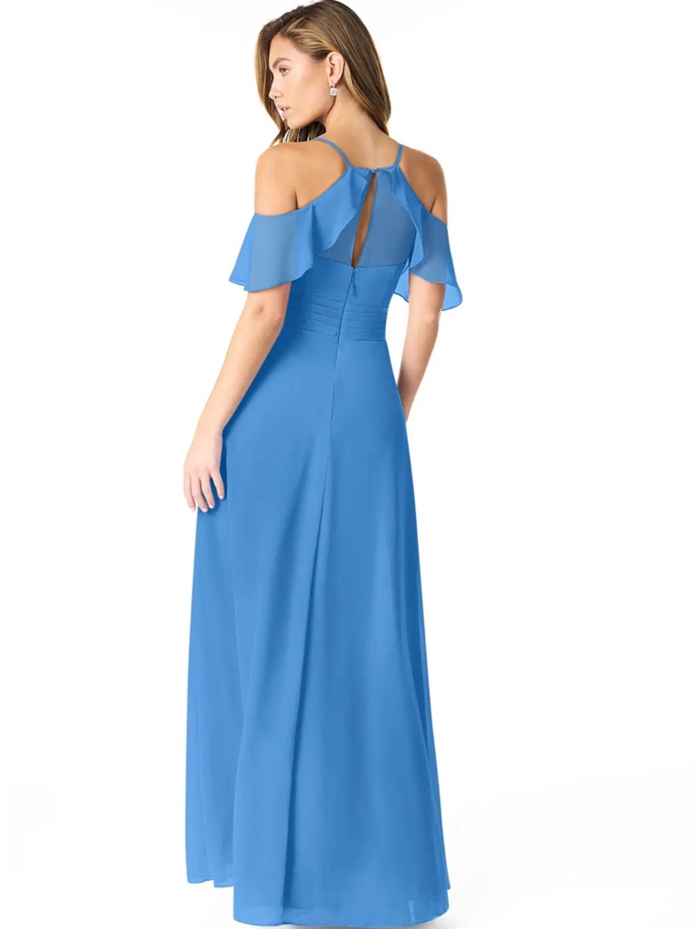Azazie Dakota Chiffon Bridesmaid Dress - Blue Jay - Picture 2 of 10